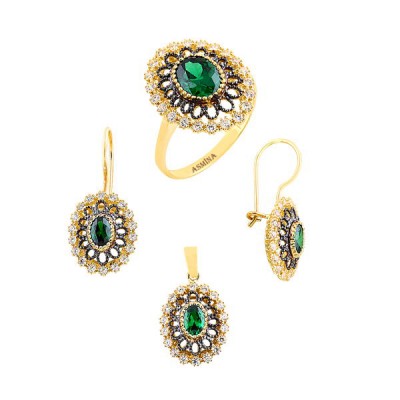 14K Asmina Gold Taşlı Setler