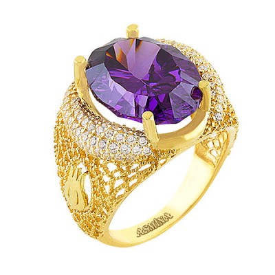 Asmina Gold Renkli Taşlı Yüzükler