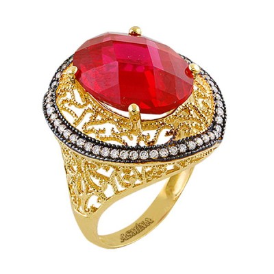 Asmina Gold Renkli Taşlı Yüzükler